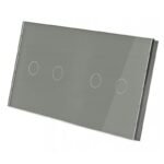 Dvivietis dvipolis sensorinis jungiklio dangtelis Feelspot, pilkas 47-00110