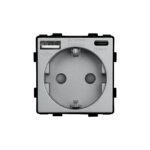 Kištukinis lizdas Feelspot su USB+C jungtimis, pilkas 47-00234