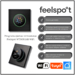 Programuojamas termostatas Feelspot WTH08.16B WiFi, juodas, Tuya, Smart Life 05-00191